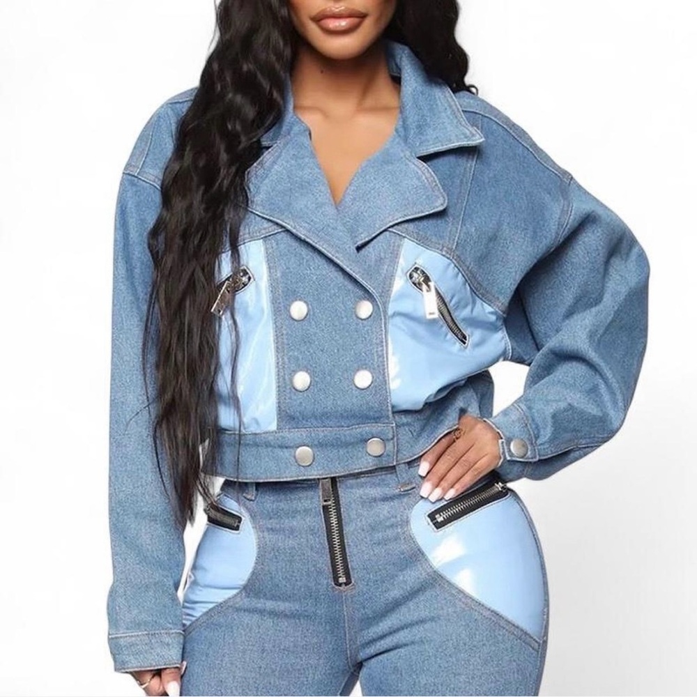 Denim Patent Leather Jacket